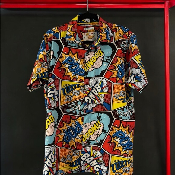 Men’s button up Comic Print Shirt Oh Snap Drill Clothing Size M. - Picture 2 of 9